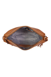 Product shot of the Daisy Crossbody Bag in colour Camel, detail