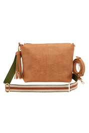 Product shot of the Daisy Crossbody Bag in colour Camel, from the front