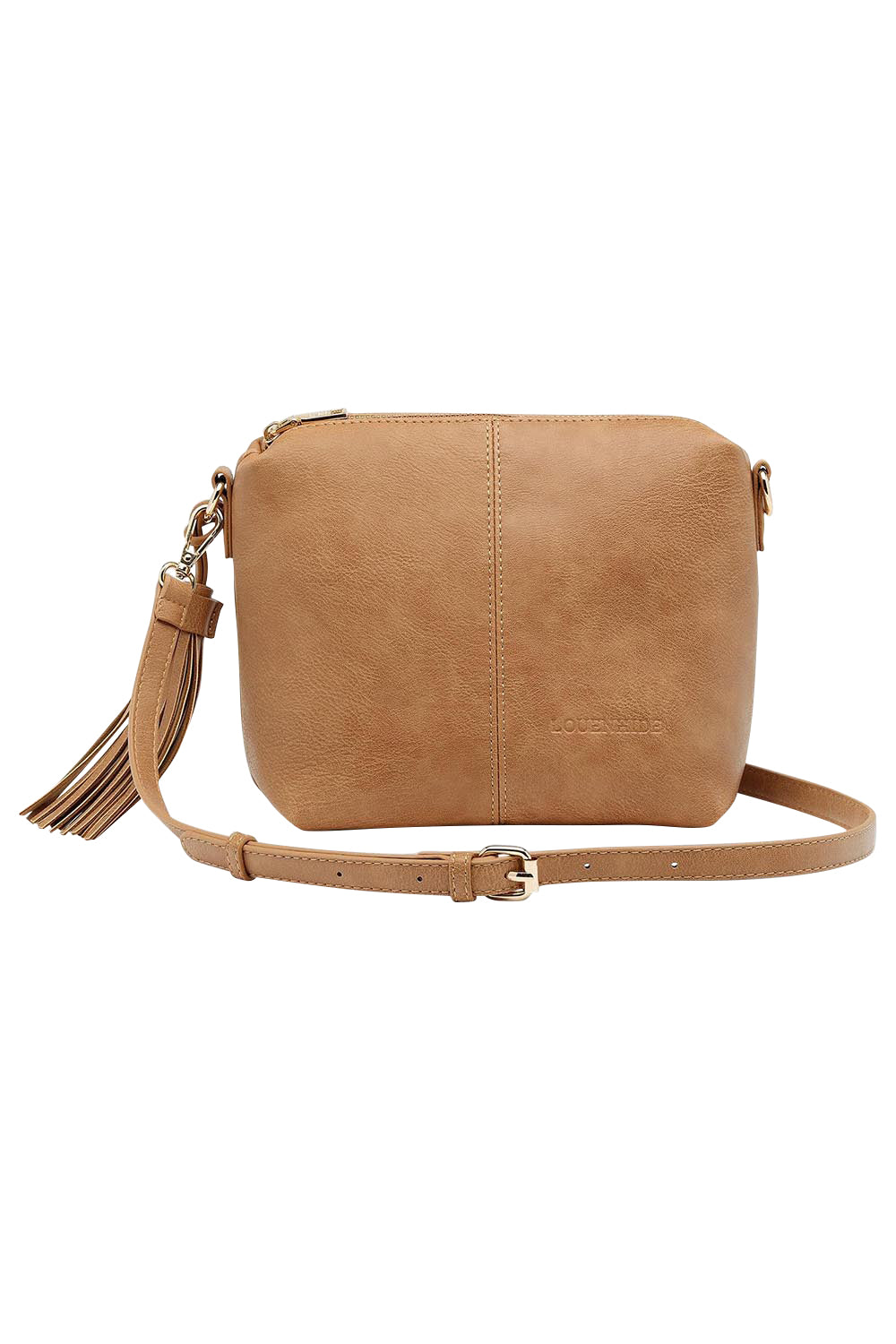 Product shot of the Kasey Crossbody Bag in colour CamelPink, from the front