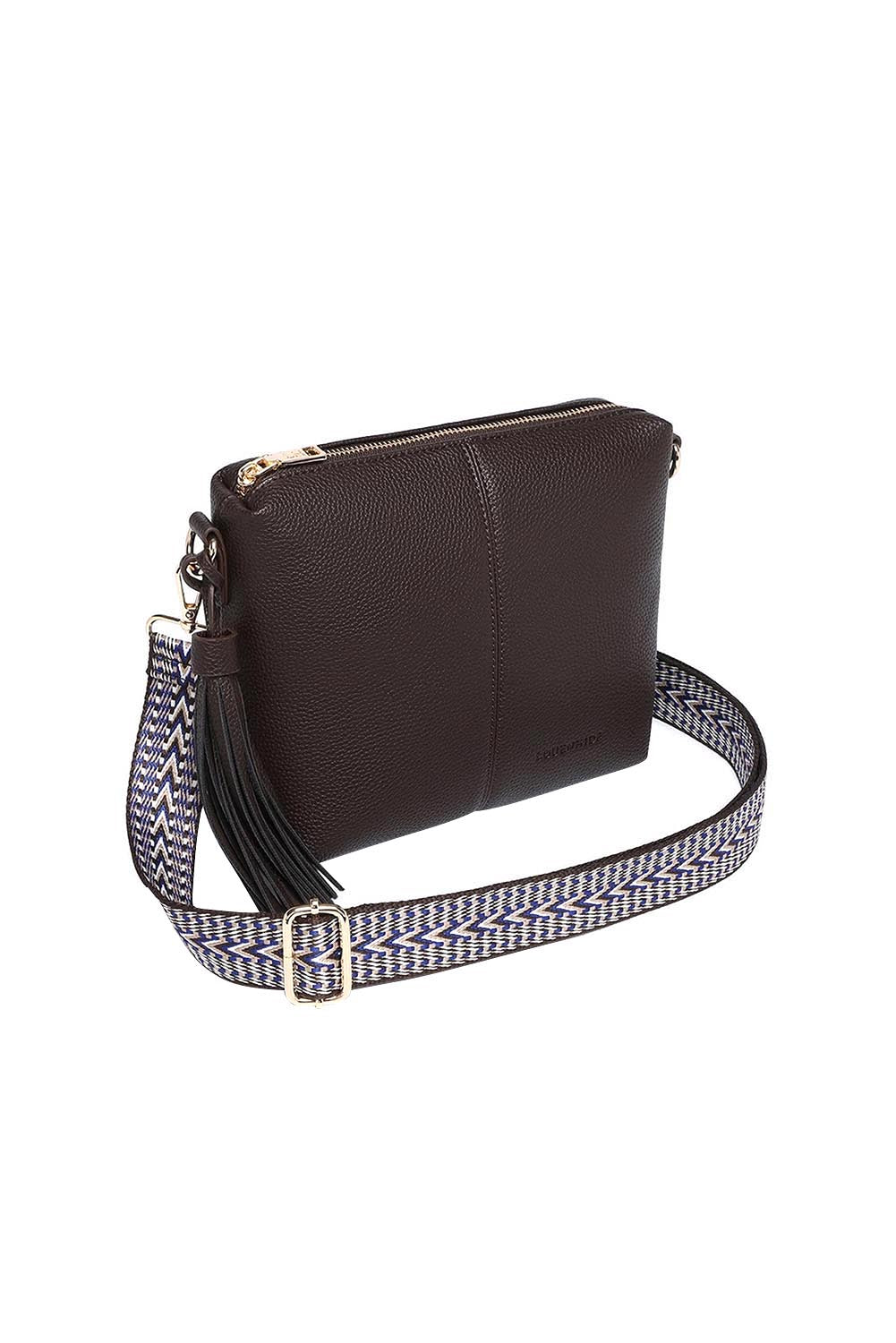 Product shot of the Kasey Crossbody Bag - Chocolate in colour Chocolate, from the back