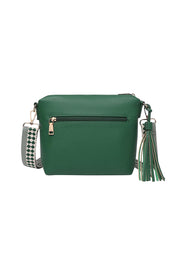 Product shot of the Kasey Crossbody Bag - Green in colour Green, from the back