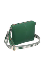 Product shot of the Kasey Crossbody Bag - Green in colour Green, showing detail