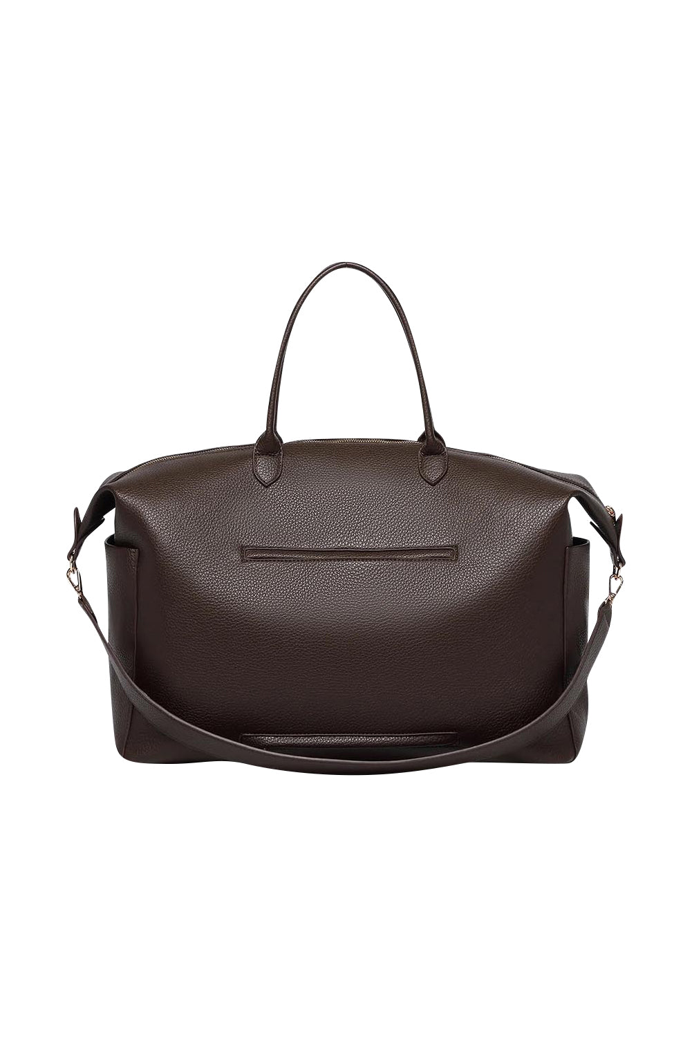 Product shot of the Ohio Overnight Bag in colour Chocolate, detail