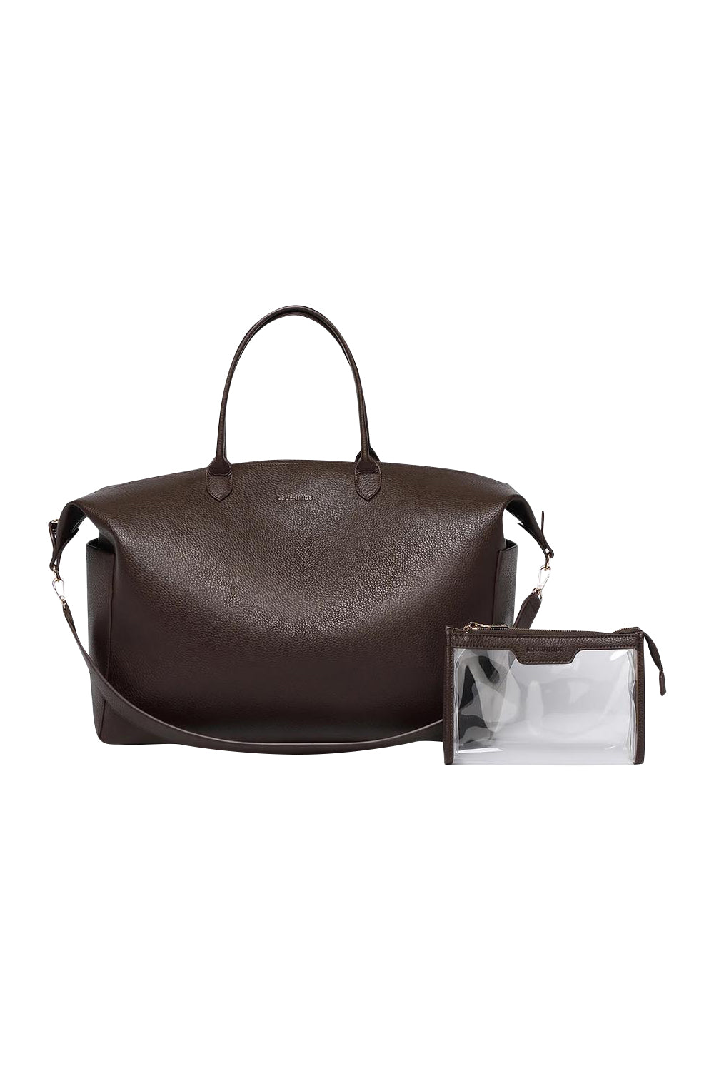 Product shot of the Ohio Overnight Bag in colour Chocolate, detail