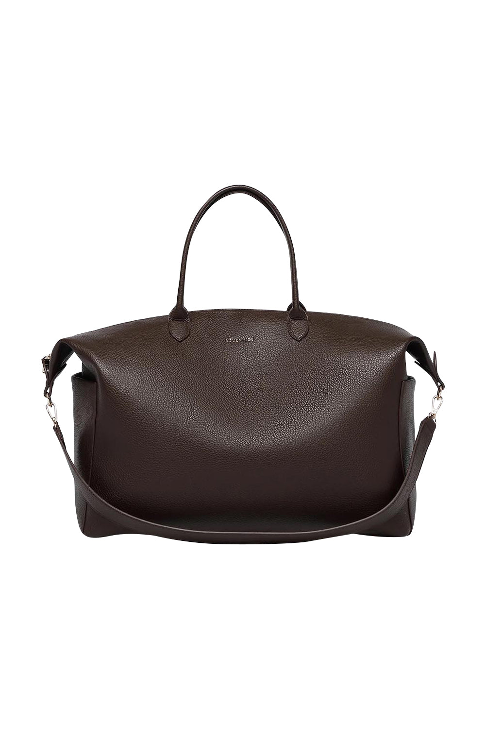 Product shot of the Ohio Overnight Bag in colour Chocolate, from the front
