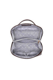 Product shot of the Ellis Makeup Bag - Chocolate in colour Chocolate, from the back