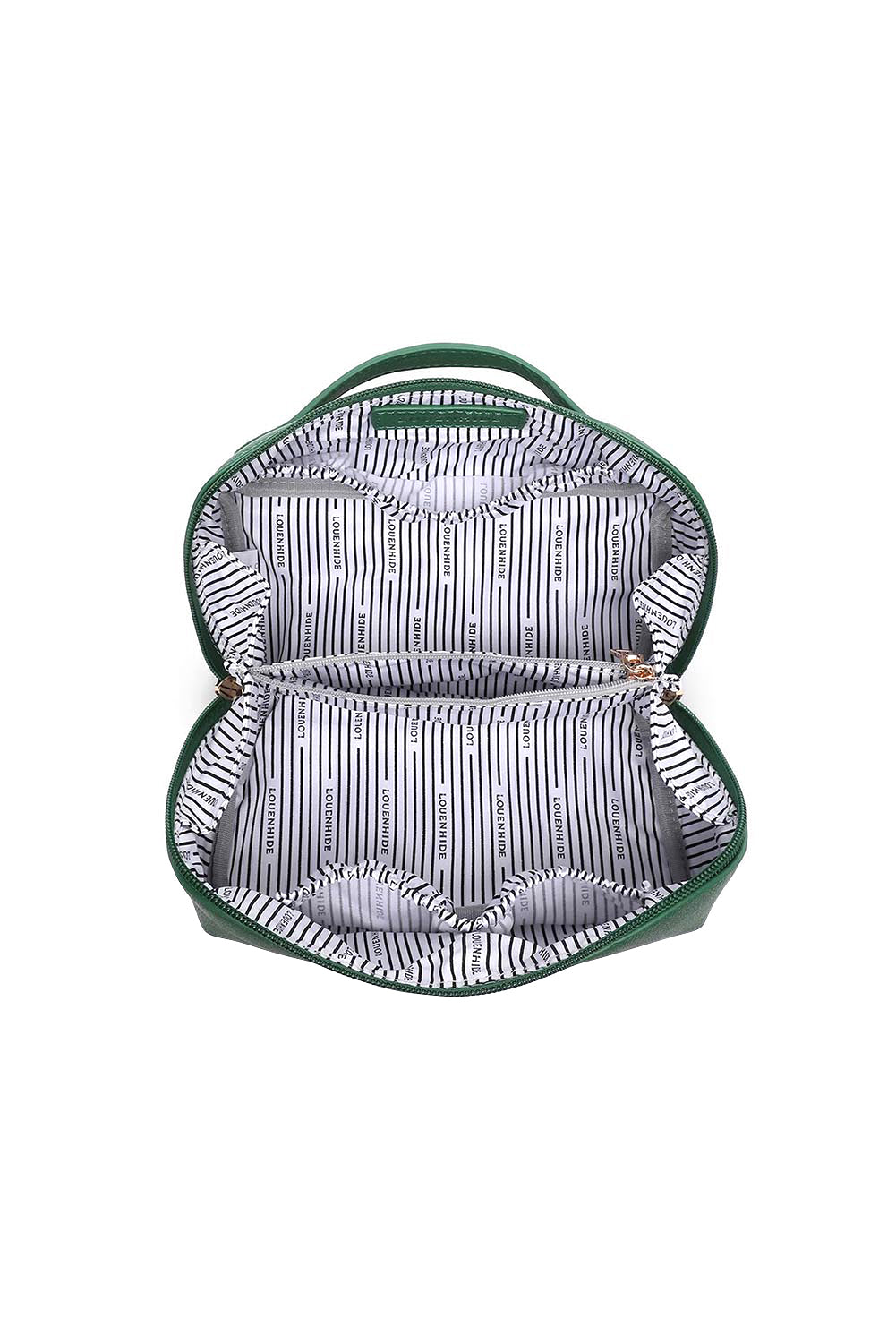 Product shot of the Ellis Makeup Bag - Green in colour Green, from the back