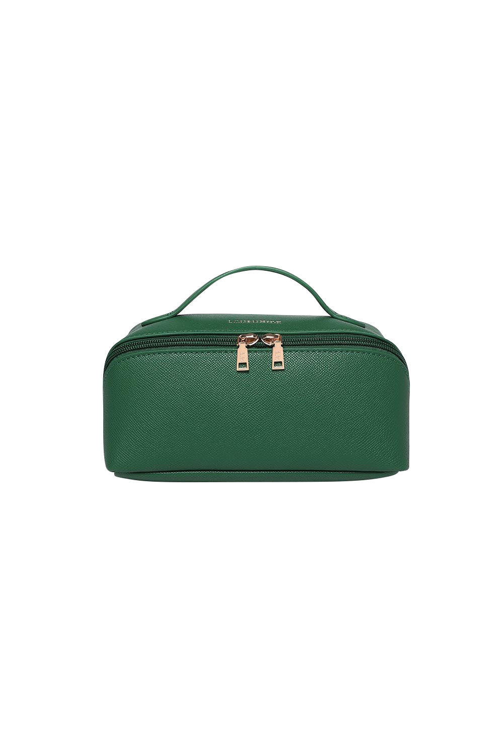Product shot of the Ellis Makeup Bag - Green in colour Green, from the front