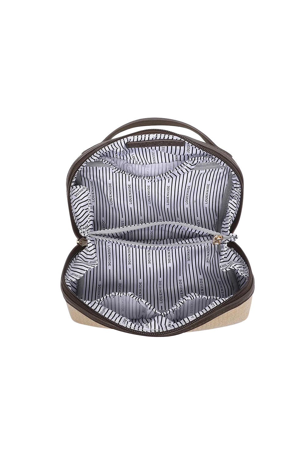 Product shot of the Ellis Makeup Bag - Naturalchocolate in colour Naturalchocolate, from the back