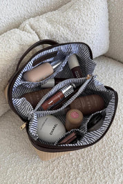 Product shot of the Ellis Makeup Bag - Naturalchocolate in colour Naturalchocolate, from the front