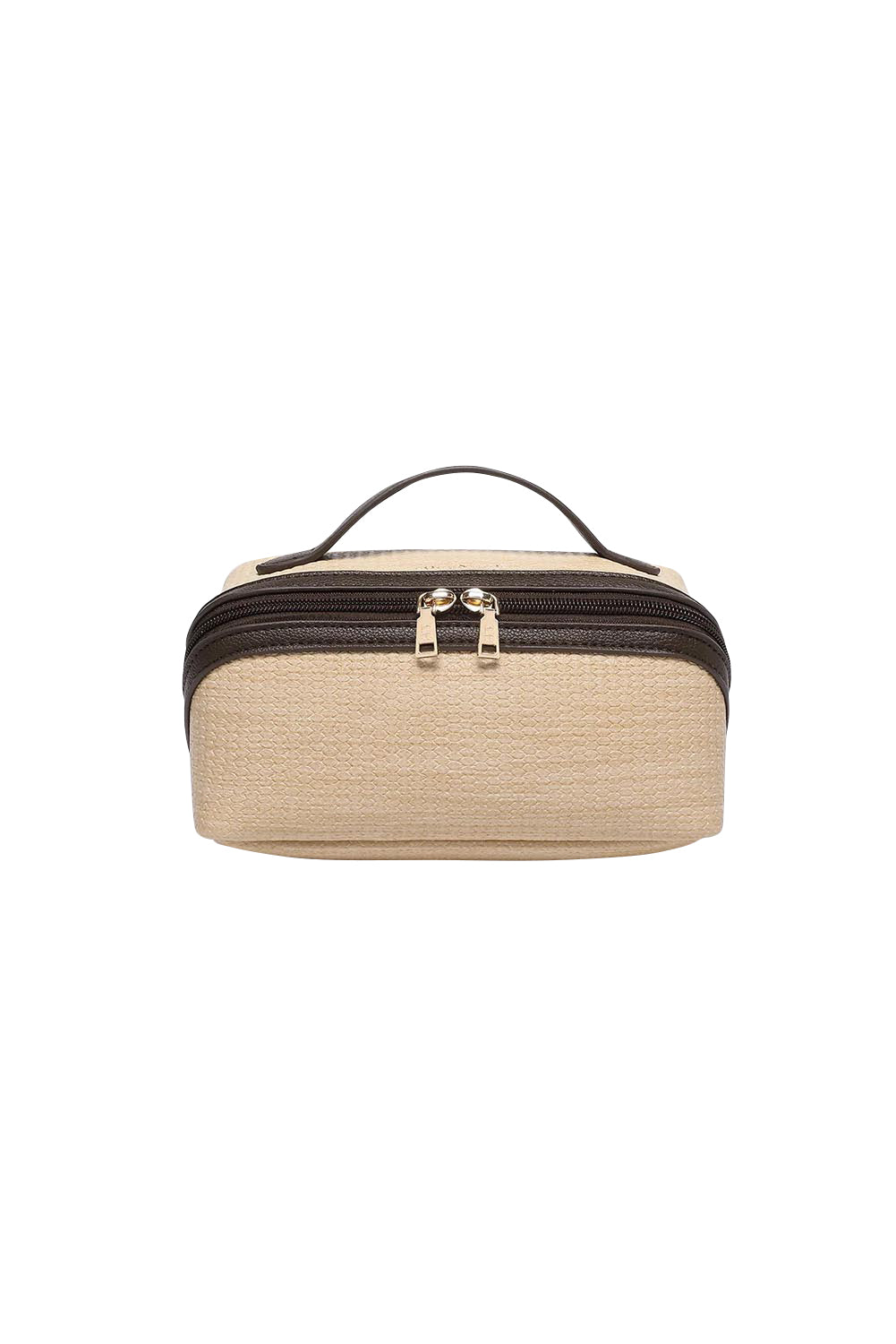 Product shot of the Ellis Makeup Bag - Naturalchocolate in colour Naturalchocolate, from the front