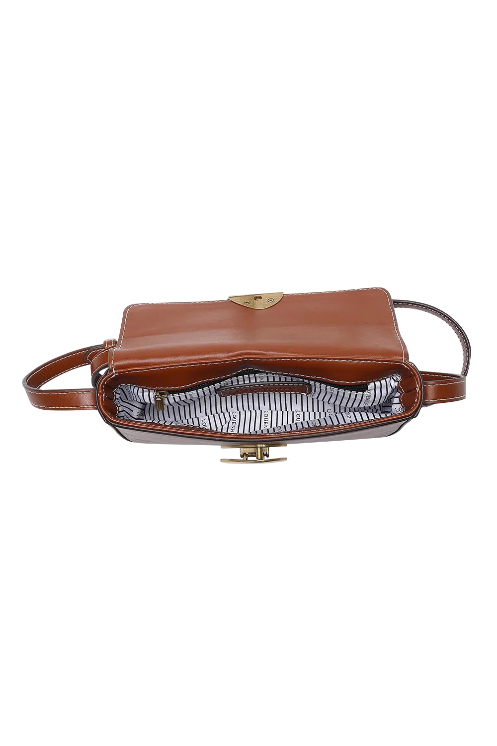 Product shot of the Madison Mini Crossbody Bag in colour Tan, detail