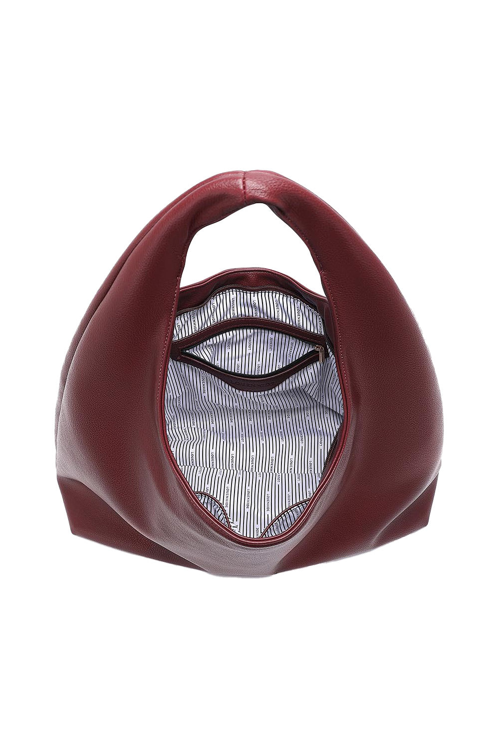 Product shot of the Monaco Shoulder Bag in colour Burgundy (Red), detail