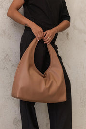 Product shot of the Monaco Shoulder Bag - Toffee in colour Toffee, showing detail