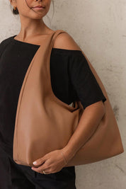 Product shot of the Monaco Shoulder Bag - Toffee in colour Toffee, from the front