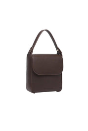 Product shot of the Bessie Crossbody Phone Bag - Chocolate in colour Chocolate, showing detail