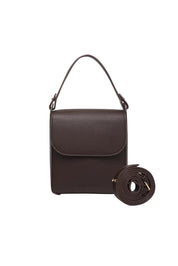 Product shot of the Bessie Crossbody Phone Bag - Chocolate in colour Chocolate, from the front