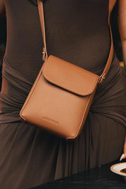 Product shot of the Bessie Crossbody Phone Bag - Toffee in colour Toffee, from the front