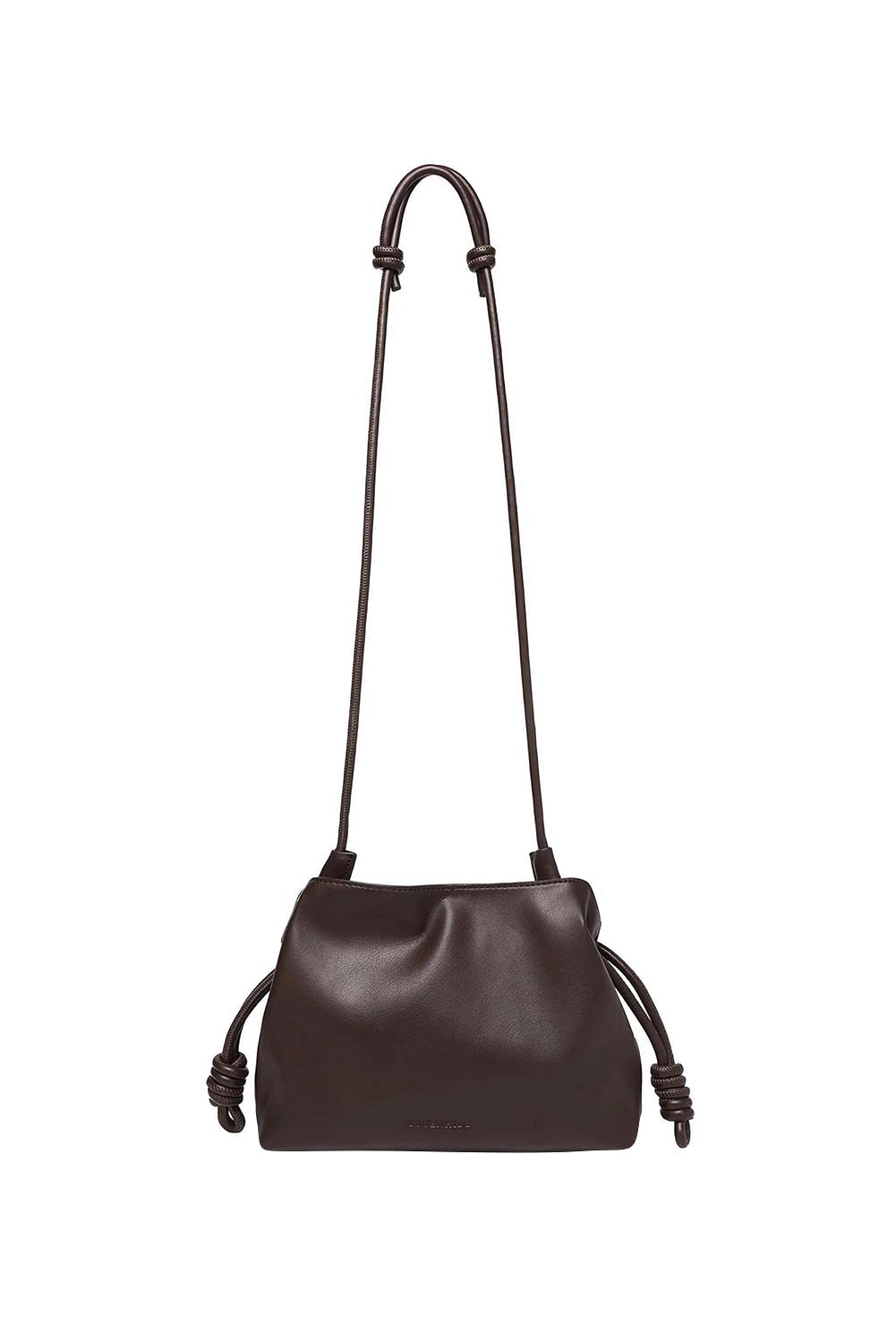 Product shot of the Yumi Crossbody Bag - Chocolate in colour Chocolate, showing detail