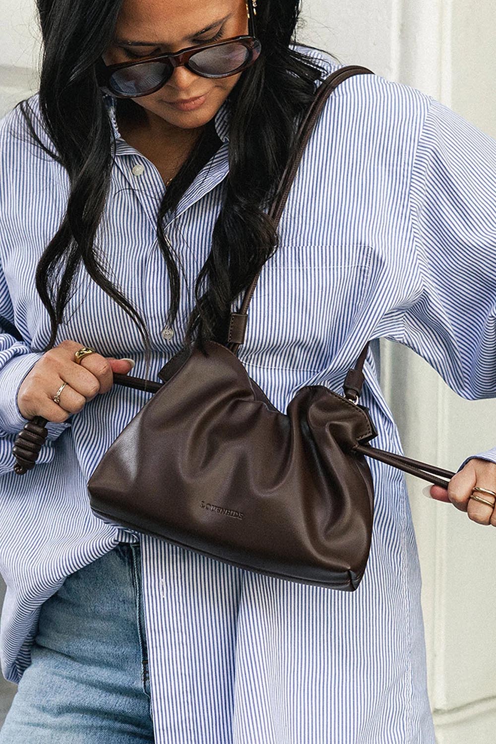 Product shot of the Yumi Crossbody Bag - Chocolate in colour Chocolate, from the front
