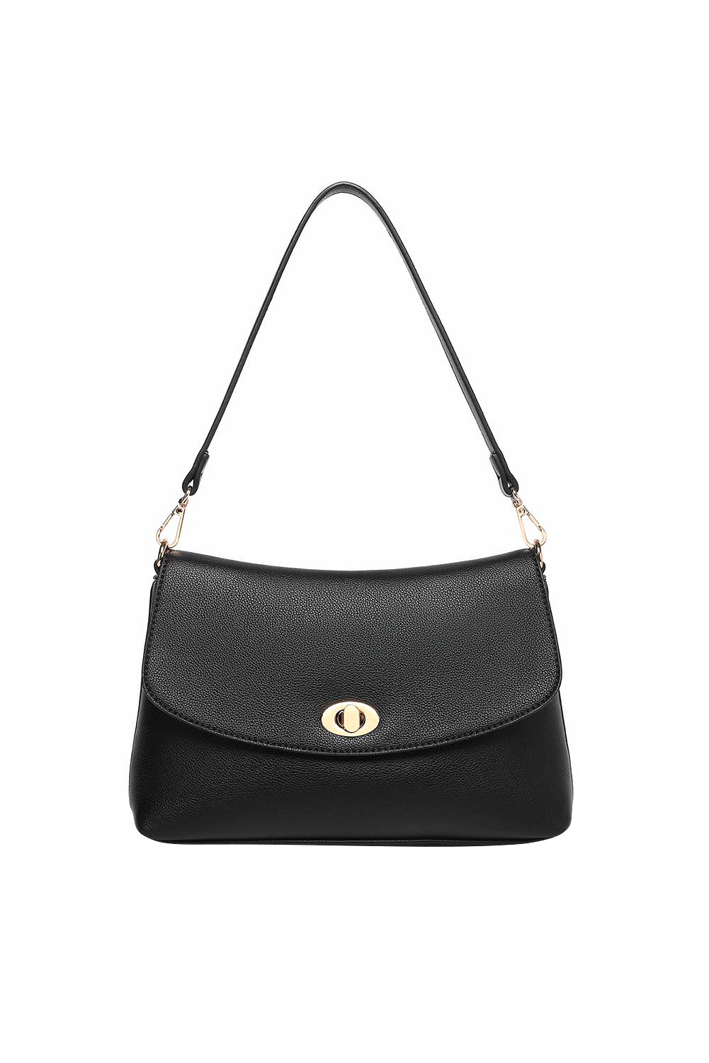 Product shot of the Nisha Shoulder Bag - Black in colour Black, from the back