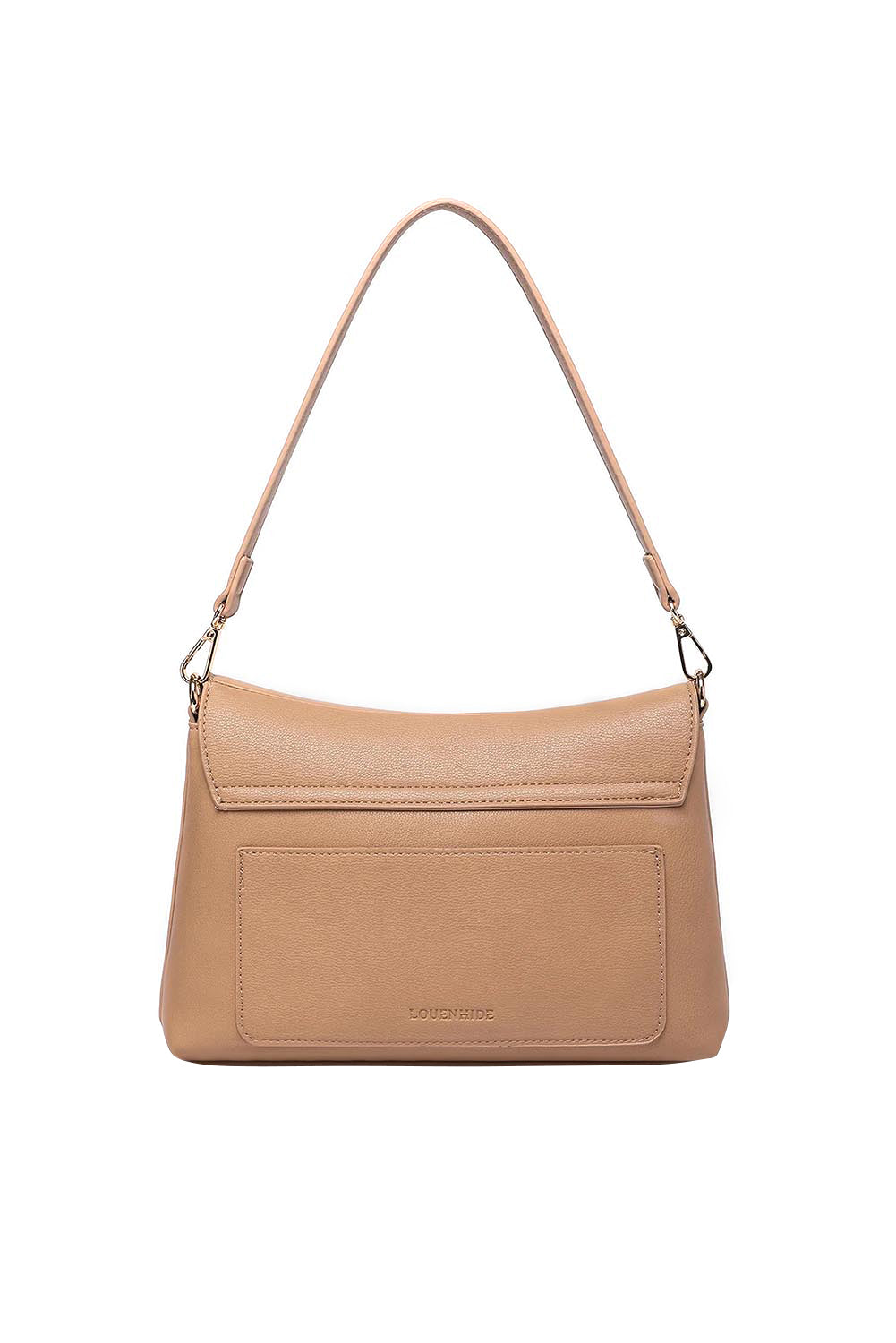 Product shot of the Nisha Shoulder Bag - Camel in colour Camel, from the back