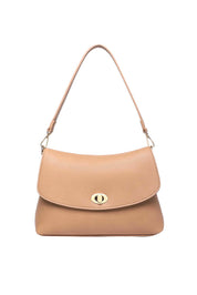 Product shot of the Nisha Shoulder Bag - Camel in colour Camel, from the back