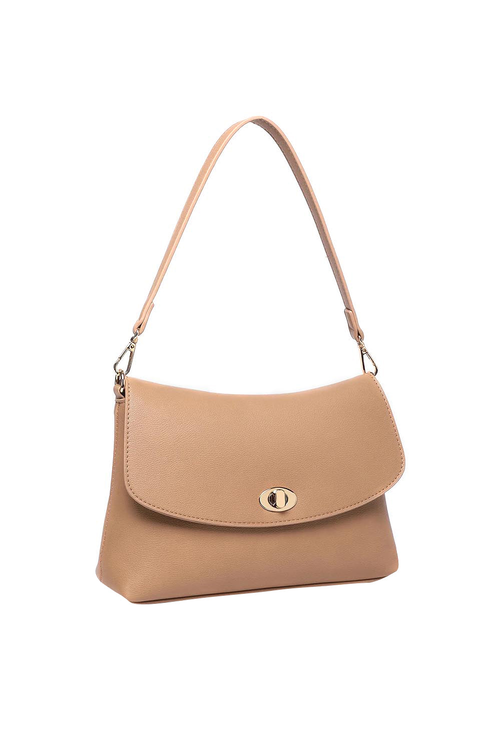 Product shot of the Nisha Shoulder Bag - Camel in colour Camel, showing detail