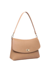 Product shot of the Nisha Shoulder Bag - Camel in colour Camel, showing detail