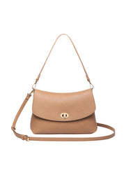 Product shot of the Nisha Shoulder Bag - Camel in colour Camel, from the front