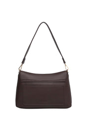 Product shot of the Nisha Shoulder Bag - Chocolate in colour Chocolate, from the back