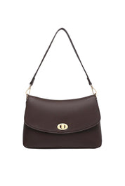 Product shot of the Nisha Shoulder Bag - Chocolate in colour Chocolate, from the back