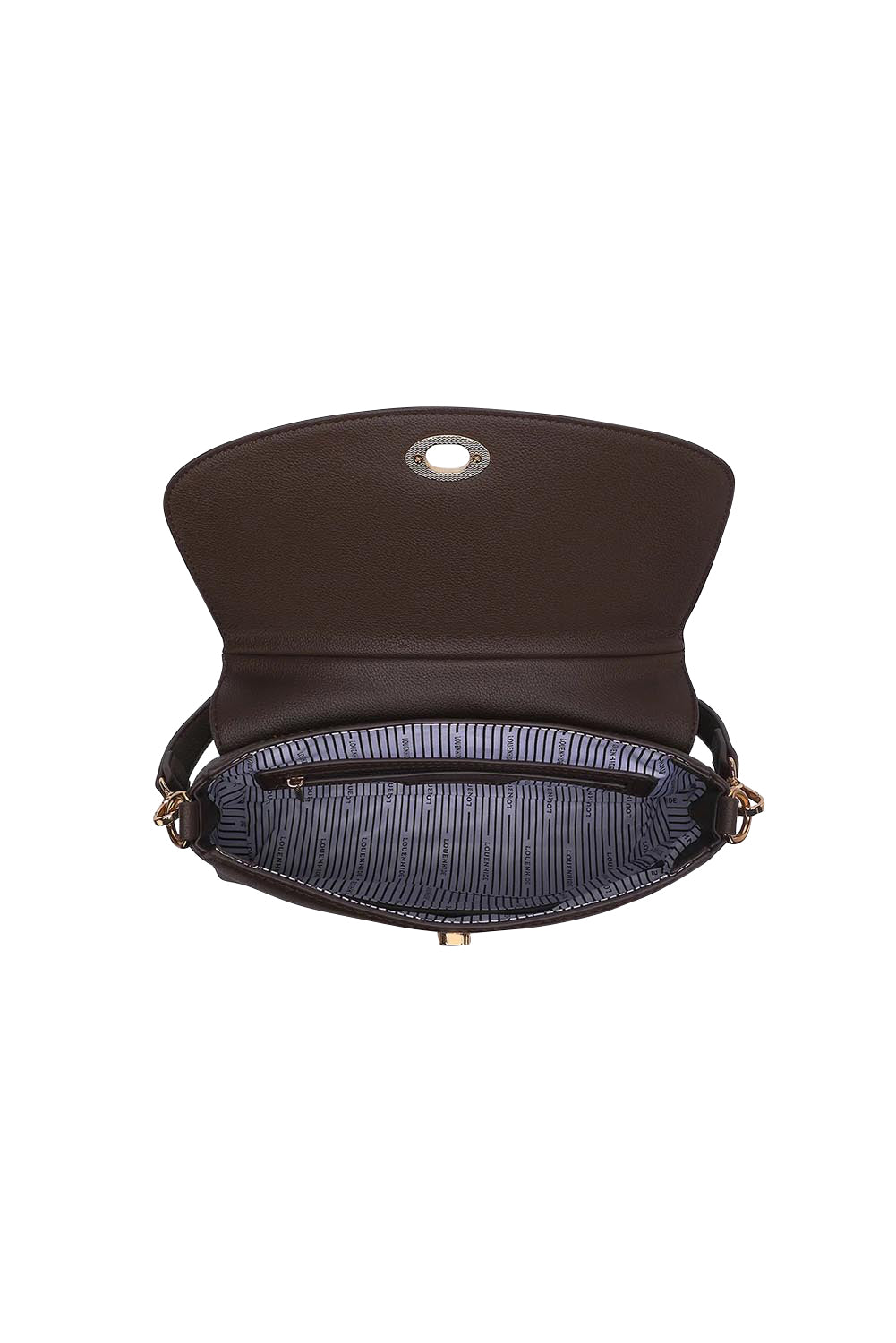 Product shot of the Nisha Shoulder Bag - Chocolate in colour Chocolate, showing detail