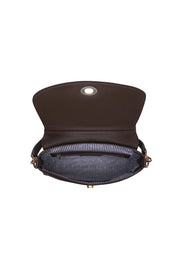 Product shot of the Nisha Shoulder Bag - Chocolate in colour Chocolate, showing detail