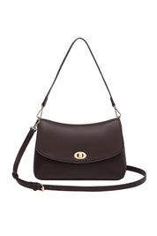 Product shot of the Nisha Shoulder Bag - Chocolate in colour Chocolate, from the front