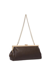 Product shot of the Maya Clutch - Chocolate in colour Chocolate, from the back