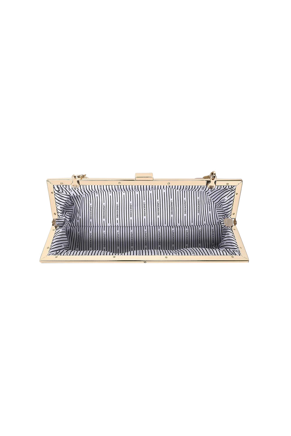 Product shot of the Maya Clutch - Chocolate in colour Chocolate, showing detail