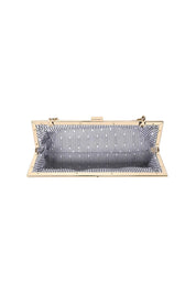 Product shot of the Maya Clutch - Chocolate in colour Chocolate, showing detail