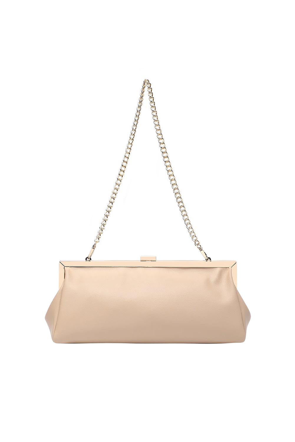 Product shot of the Maya Clutch - Nude in colour Nude, from the back