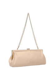 Product shot of the Maya Clutch - Nude in colour Nude, showing detail