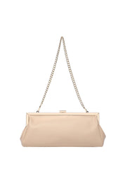 Product shot of the Maya Clutch - Nude in colour Nude, from the front