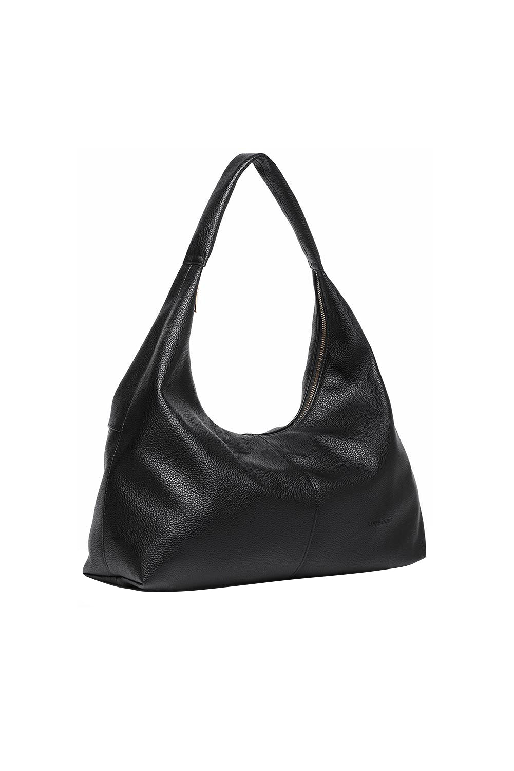 Product shot of the Valentina Slouch Shoulder Bag - Black in colour Black, showing detail