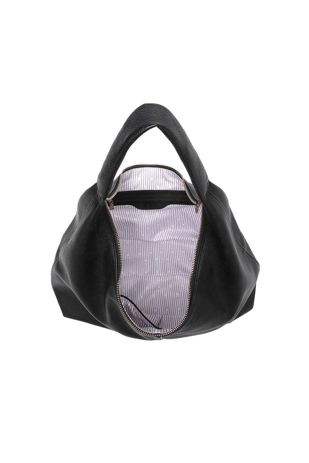 Product shot of the Valentina Slouch Shoulder Bag - Black in colour Black, showing detail
