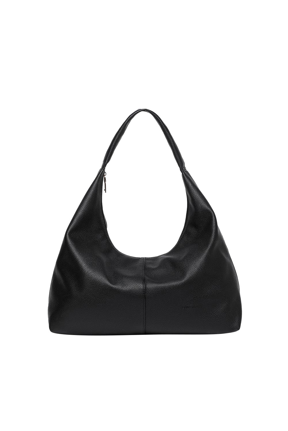 Product shot of the Valentina Slouch Shoulder Bag - Black in colour Black, from the front