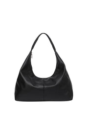 Product shot of the Valentina Slouch Shoulder Bag - Black in colour Black, from the front
