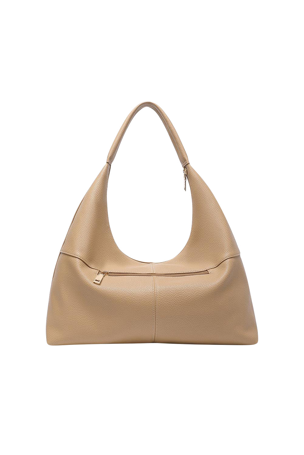 Product shot of the Valentina Slouch Shoulder Bag - Camel in colour Camel, showing detail