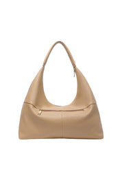 Product shot of the Valentina Slouch Shoulder Bag - Camel in colour Camel, showing detail