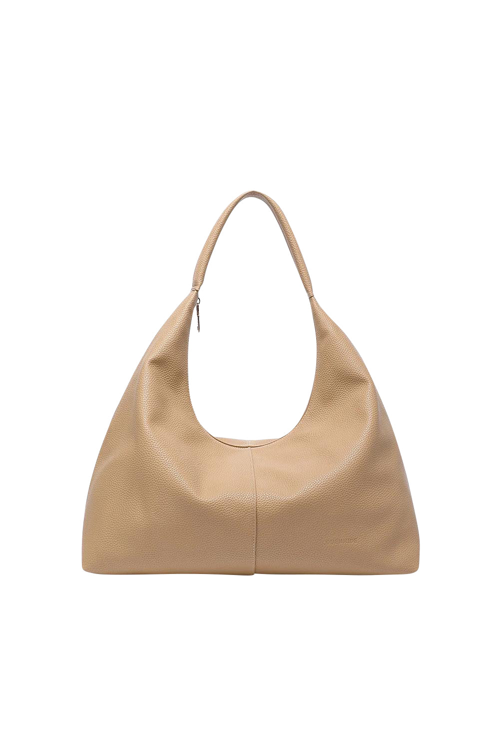 Product shot of the Valentina Slouch Shoulder Bag - Camel in colour Camel, from the front
