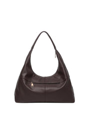 Product shot of the Valentina Slouch Shoulder Bag - Chocolate in colour Chocolate, from the back