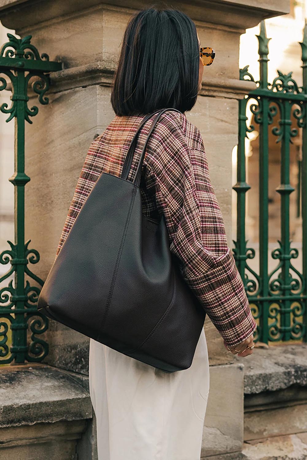 Product shot of the Colby Tote Bag - Black in colour Black, from the back